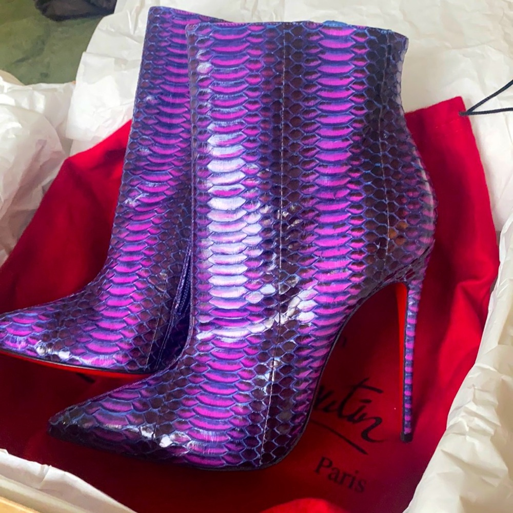 Christian Louboutin So Kate Watersnake Ankle Boots